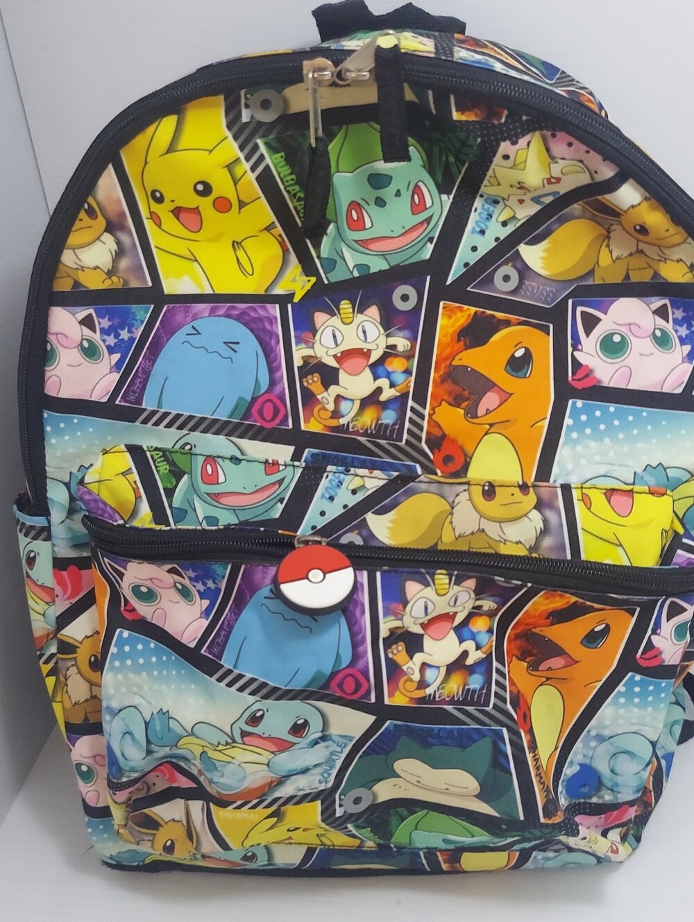 2018 Pokemon All Over Backpack By FAB NY Pikachu/Pokeball/Squirtle 12”x16”